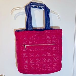 Under One Sky Tote Quilted Reversible Red/ Blue